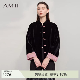 Amii25秋唐装 外套盘扣优雅古典褂子女外套春秋