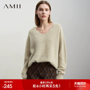 Amii【羊绒绵羊毛羊毛衫】2026秋冬无缝一体成型毛衣秋冬季女上衣
