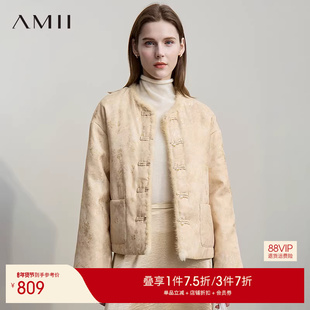 Amii【新中式羽绒服】25冬季新中式国风复古唐装加厚羽绒服外套女