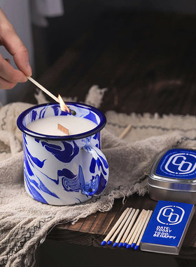 CB克莱因蓝香薰蜡烛非助眠睡室内卧室持久咖啡味安神熏香情调香氛