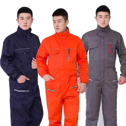 立领连体衣工作服套装耐磨耐脏宽松透气机修汽修喷漆船厂劳保工装