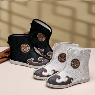 中国风古装儿童绣花鞋男童侠客复古官靴古风戏曲男女靴子