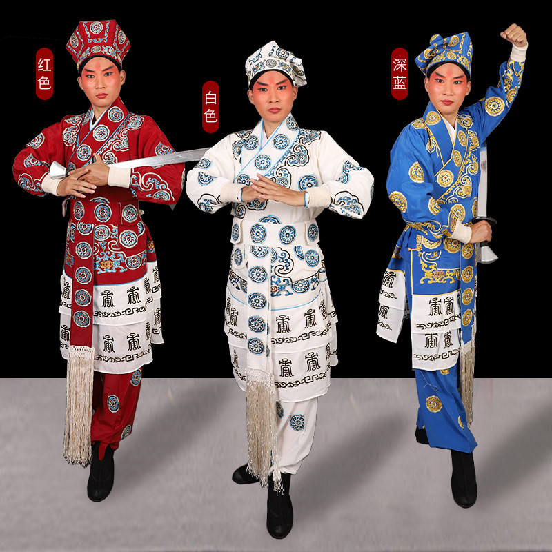 戏剧戏曲京剧越戏服 古装演出打衣 三岔口武生服装武将衣团花抱衣