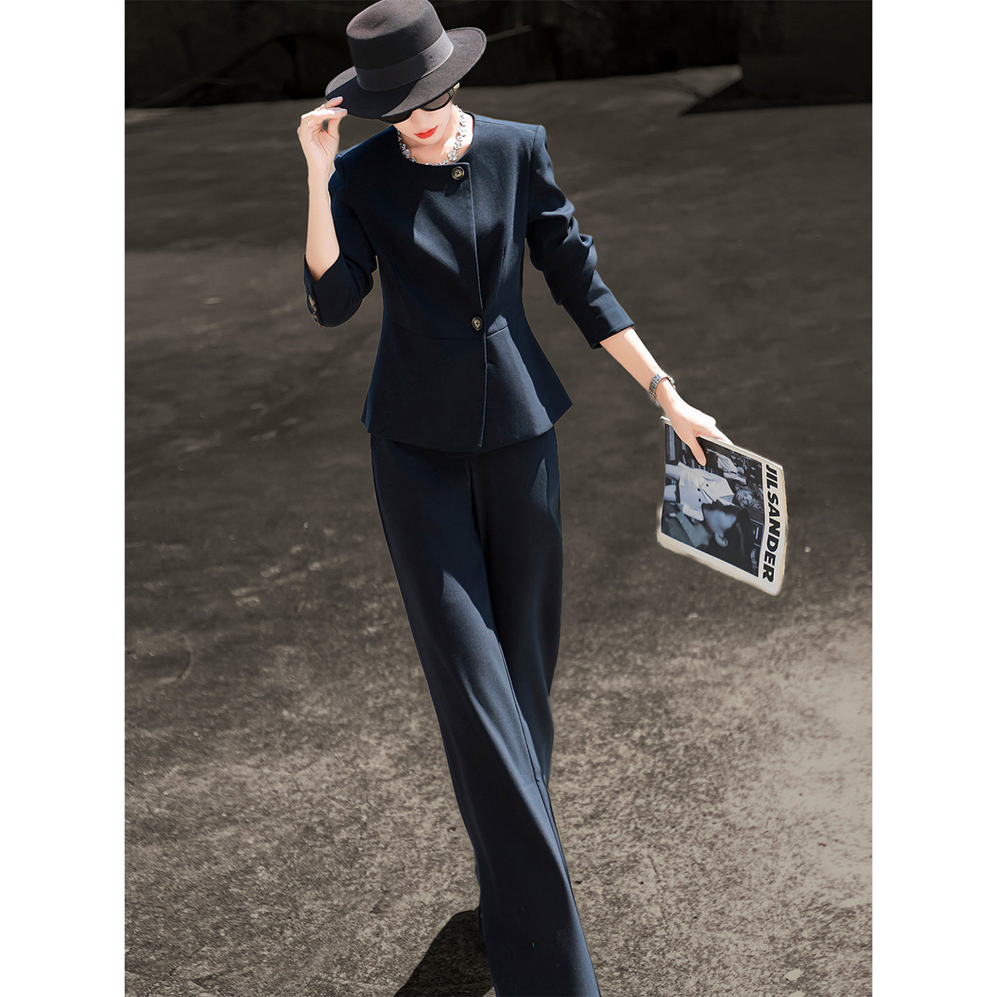 兰瑟儿2025秋季新款气质高级感休闲西装外套高腰显瘦阔腿裤套装女,女装/女士精品,时尚套装,淘宝优惠券,粉丝福利购,淘宝优惠卷