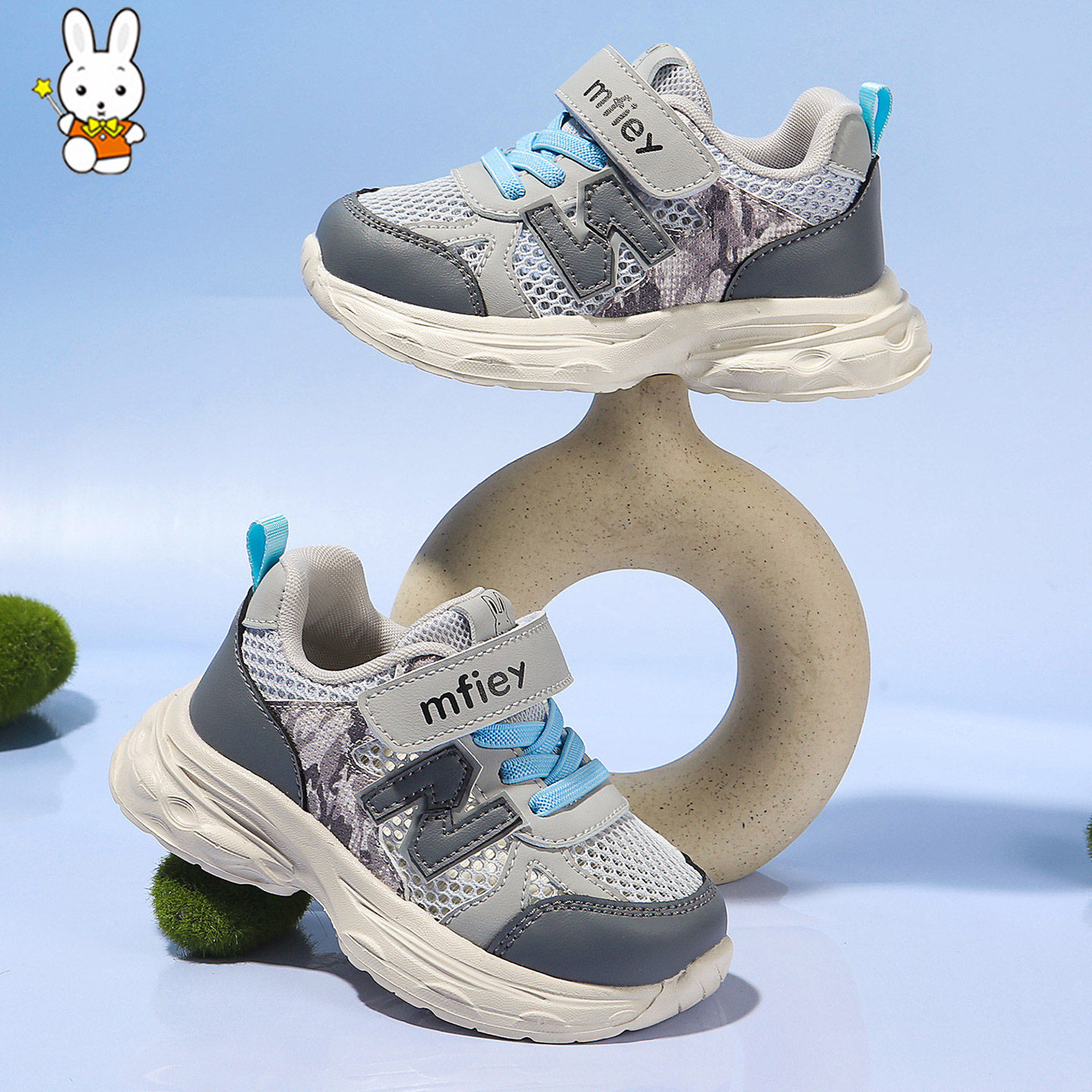 班纳米菲夏季男童鞋宝宝鞋子3-6岁5男童透气网鞋儿童网眼运动凉鞋