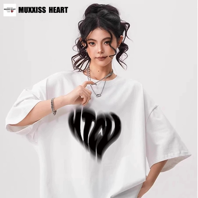 MUXXISS HEART/麦克斯桃心2025新款短袖t恤情侣夏季潮流半袖上衣