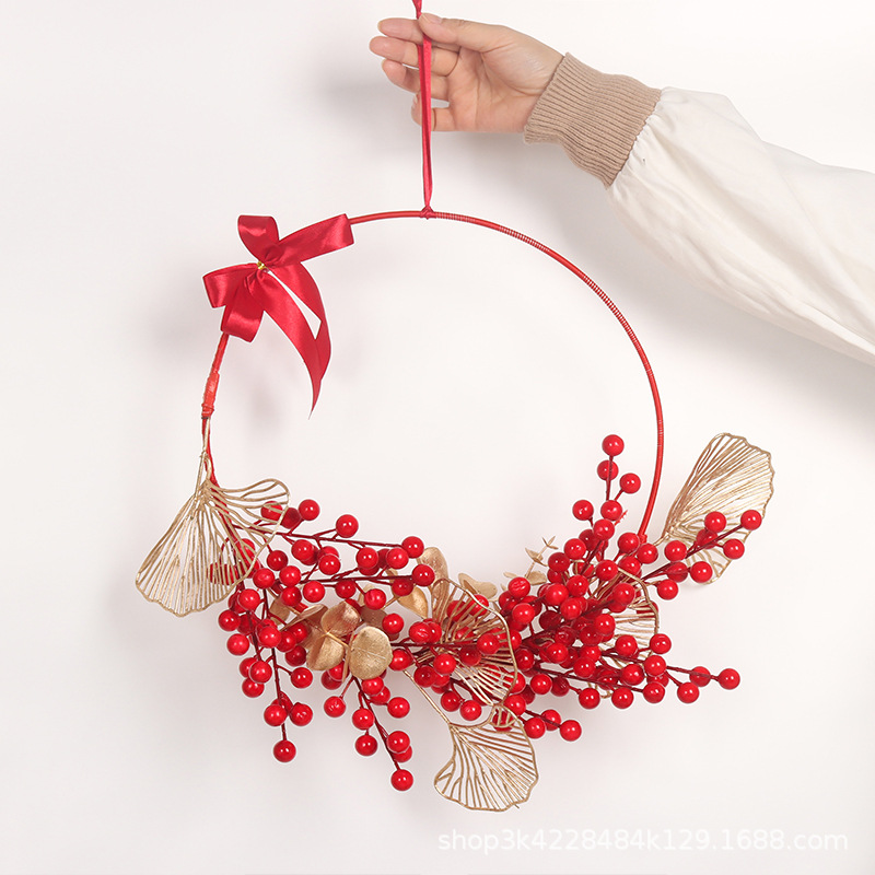 极速半成品年宵花环祈福门挂创意DCIY制作 春节喜庆挂件门饰挂饰