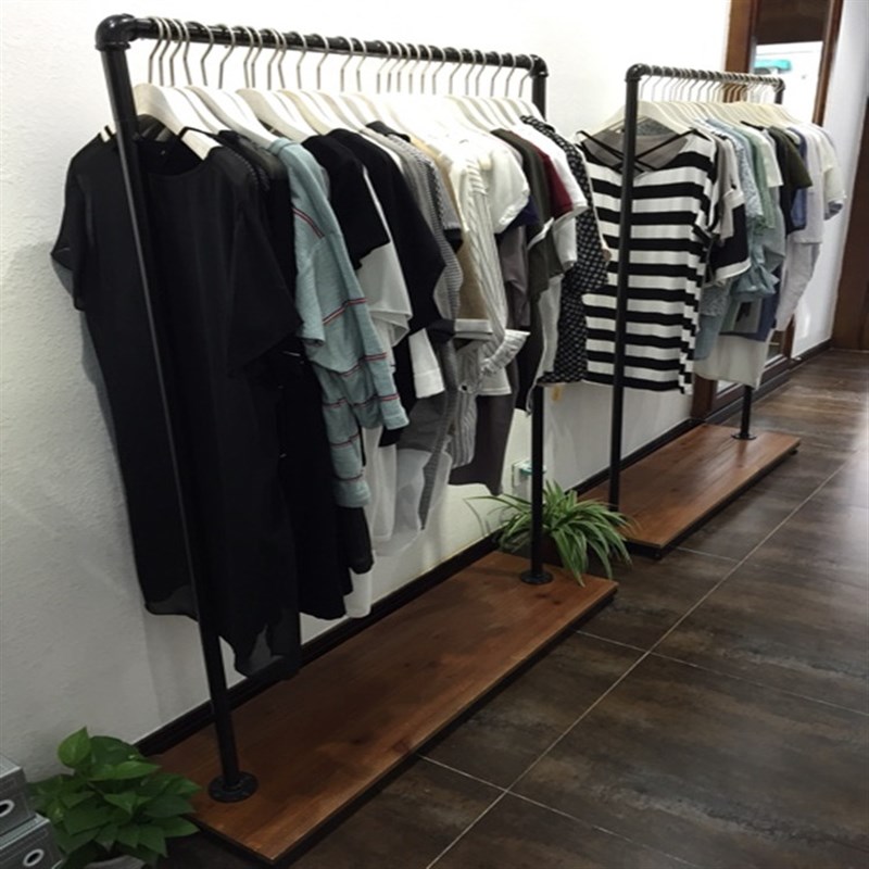 极速铁艺复古服装店展示架落地式货架组合服装架子W实木挂衣架正