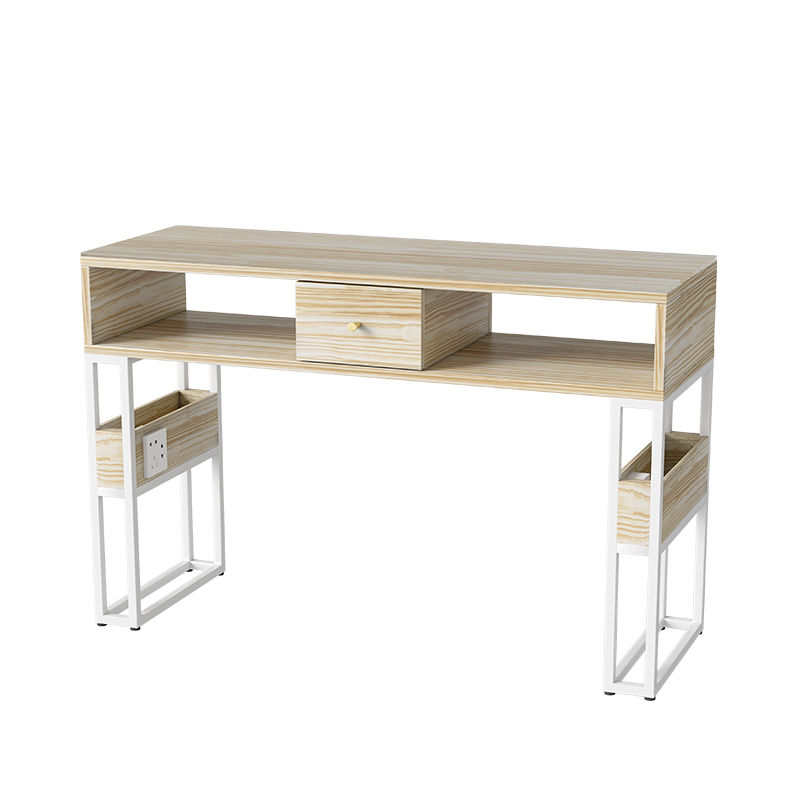 极速美甲桌简约顾客椅子原木单人双人三人实木桌S椅套装日式玻璃