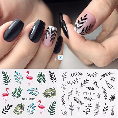 新品68pcs Water Transfer uNail Art Sticker Set Black Lace Fl