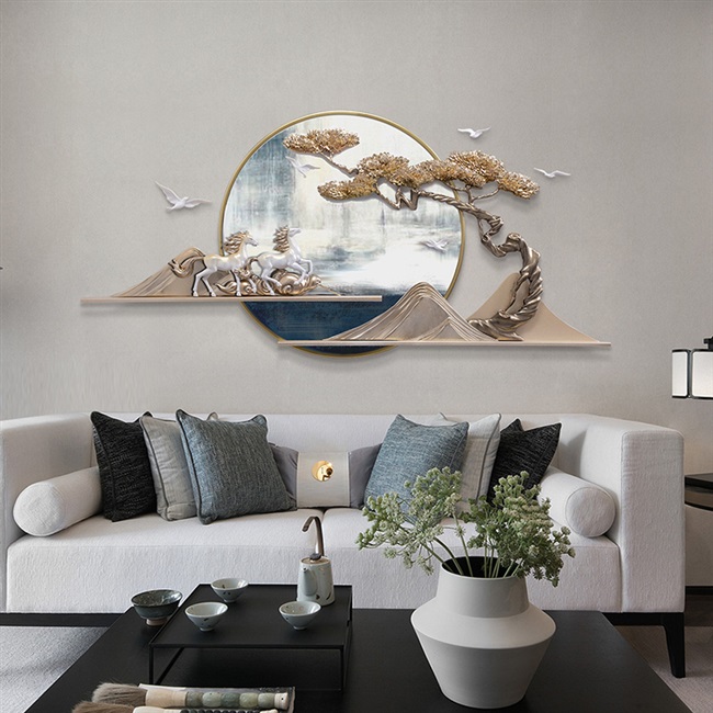 新品新中式客厅墙面装饰沙发背景墙C饰餐厅3d立体禅意壁挂墙上装