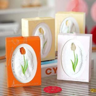 伴手礼毛巾礼盒婚礼节日生日小礼品郁金香刺绣高档毛巾小礼盒