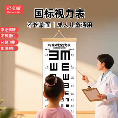 记忆猫对数测视力表国际标准儿童家用幼儿园视力测试表挂画测眼睛检测表