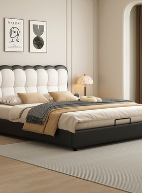 法式奶油风主卧婚床网红软包实木床现代简约1.8m双人床1.5m单人床