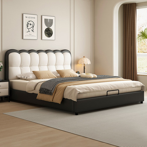 新款奶油泡芙床实木网红床