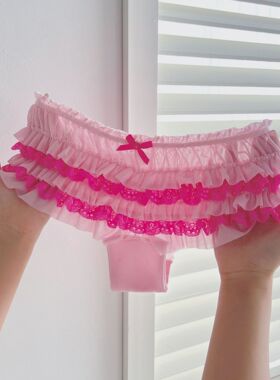 甜美蛋糕！网纱甜美蛋糕性感蕾丝内裤~可爱立体荷叶边层层叠叠~