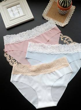 纵享丝滑！冰丝无痕高级性感蕾丝内裤~瑜伽健身好搭档一片式设计~