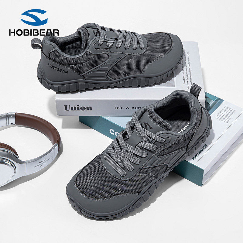HOBIBEAR秋季男鞋大码宽头鞋透气超轻女款大头鞋4E宽楦运动健步鞋