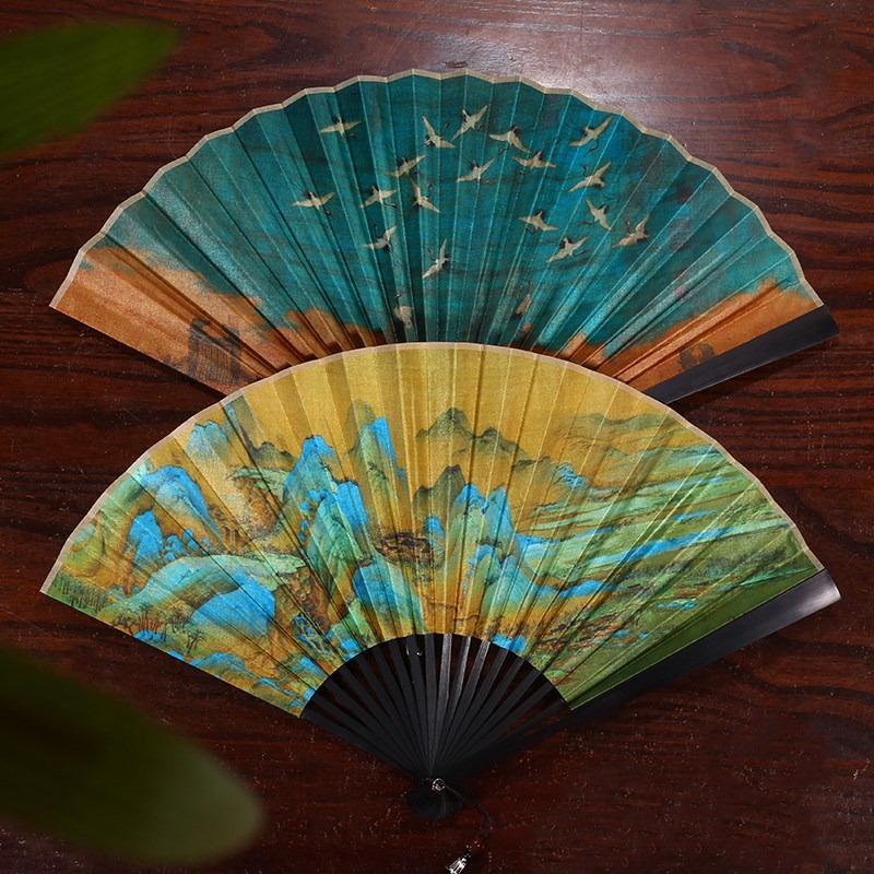 8寸扇子折扇中国风古风双面绢布18方男女汉服新中式折叠扇定制扇
