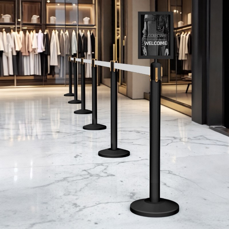 高端一米线栏杆隔离带伸缩带不锈钢排队护栏警戒线立柱围栏警示柱