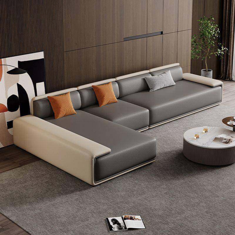 中派现代简约真皮沙发储物扶手北欧风小户型意式轻奢贵妃直排