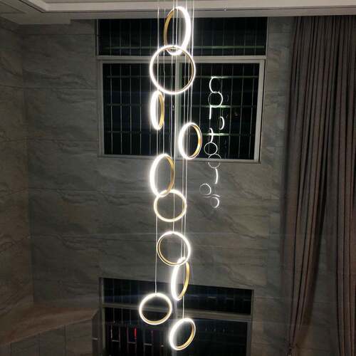 现代简约复式楼中空大厅灯具北欧led走廊loft客厅别墅楼梯长吊灯