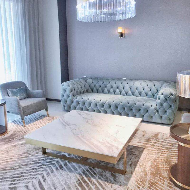 意大利布艺沙发组合美式别墅绒布轻奢全拉扣沙发设计师客厅家具