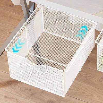 桌下置物架粘贴抽屉式收纳柜抽拉篮桌底桌边书桌工位整理筐办公桌