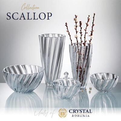 捷克BOHEMIA原装进口水晶玻璃花瓶果斗现代简约插花软摆件SCALLOP