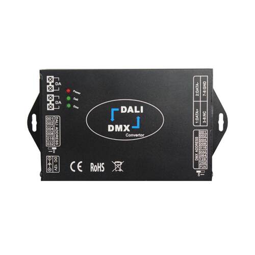DALI系统LED单灯点对点控制主机轨道式Dali-DMX512信号互转器