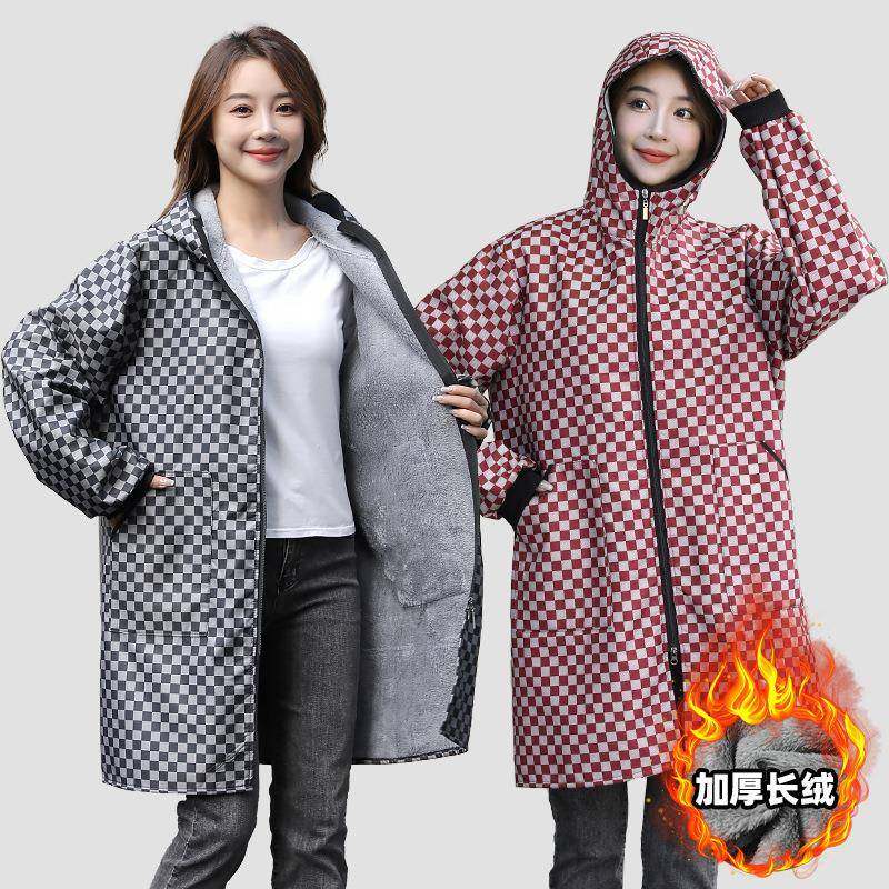 秋冬新款加绒罩衣上班外穿工作大人厨房家用围裙棋盘格连帽穿格子,鲜花速递/花卉仿真/绿植园艺,割草机/草坪机,淘宝优惠券,粉丝福利购,淘宝优惠卷