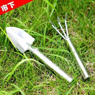直销不锈钢小铲子小耙子套装 新款 花园花卉盆景栽铲土家用铁锹园艺