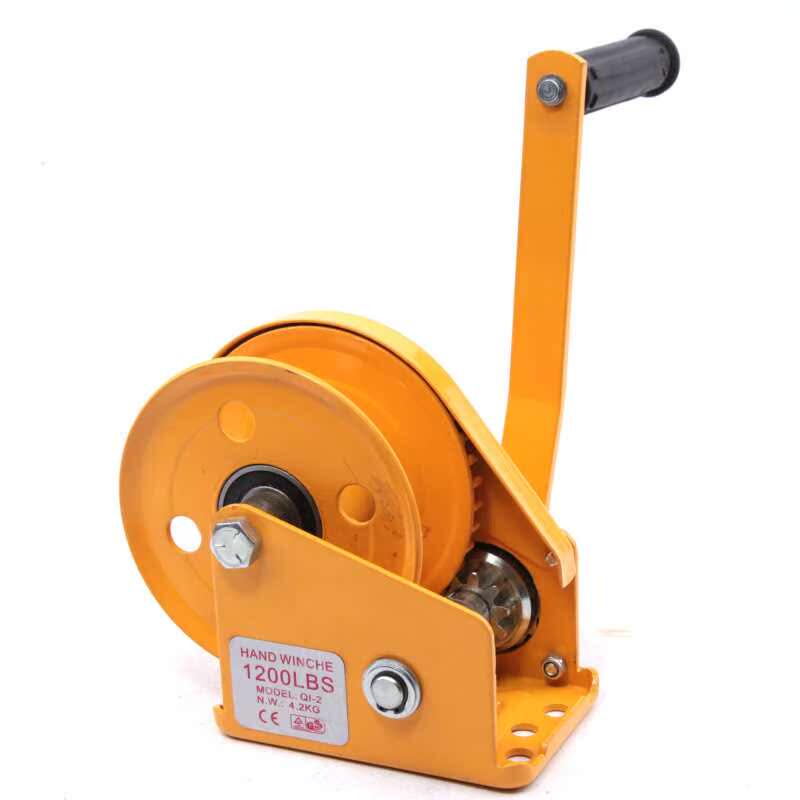 新品。手摇绞盘煞车手动绞盘1摇卷扬机绞车带自锁200V磅LBS带轴承