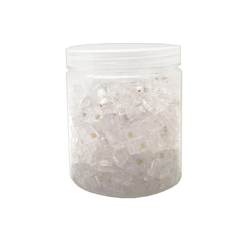新品电话b水晶头4芯6芯电话线传真机RJ11连接线头纯铜三叉镀金级6
