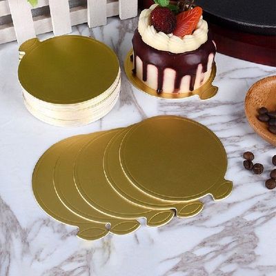 极速100pcs Round Cake Boards Gold Paper Cupcake DYessert