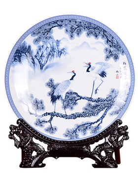 极速景德镇陶瓷器摆n件瓷盘客厅工艺品挂盘看盘坐盘摆盘装饰品盘