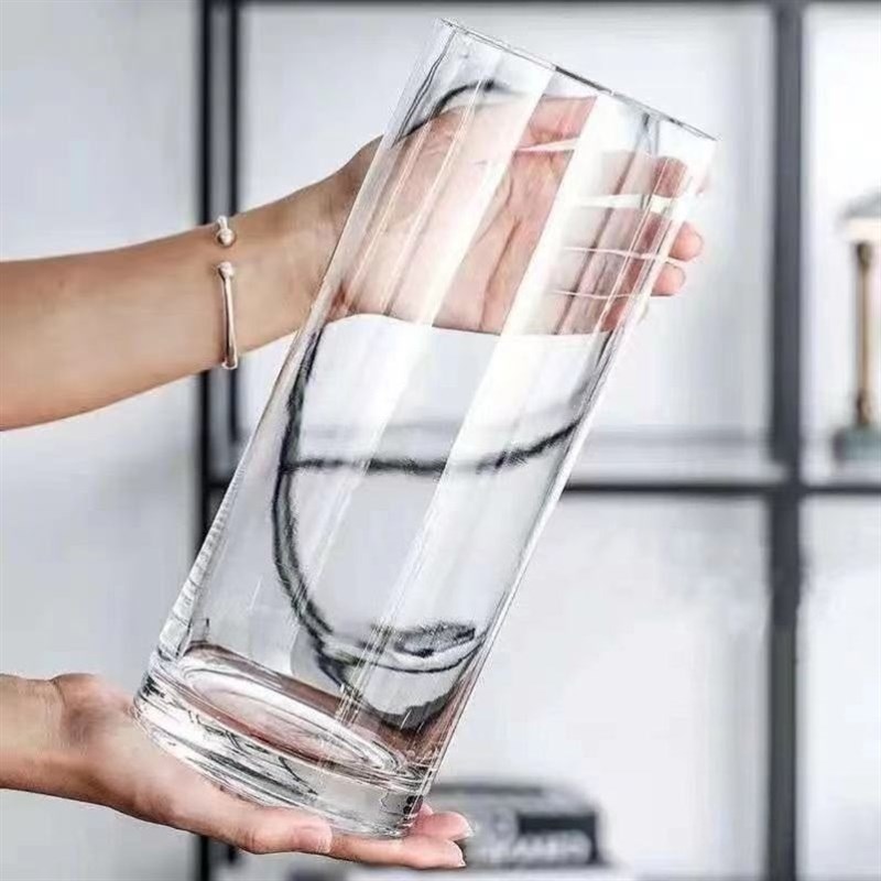 极速直筒落地式玻璃花瓶加厚摆件客厅插花透明Oins风水培养富贵竹