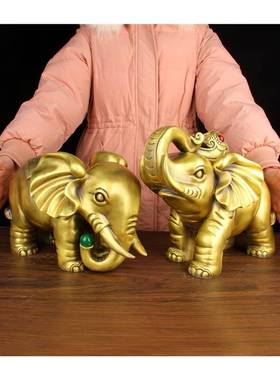 极速铜大象摆饰一对 铜q象摆件 如意象摆件 铜吸水象摆件 铜财富