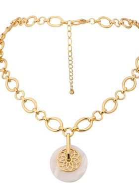 极速Flashbuy Unique Design Round Shell JLotus Pendant Neckla