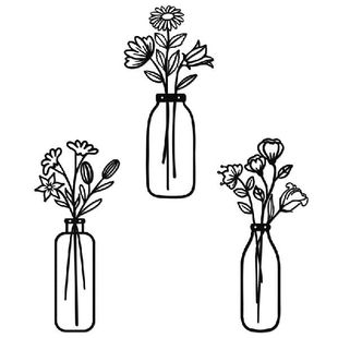 Vase Wall Art 极速Metal Ornament Flowoer Decoration Bla Iron