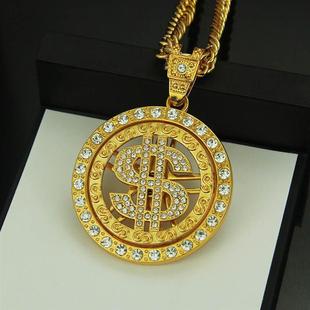 Turning Diamond Dollar Pendant Persona 极速Hip NecklaceV Hop