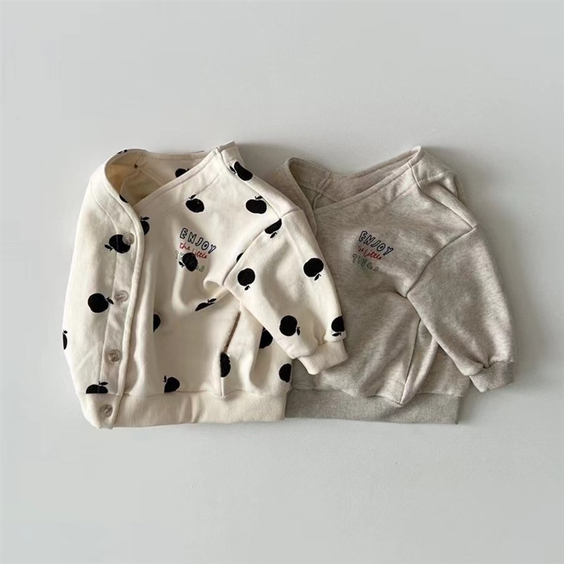 极速insc春秋婴幼儿单排扣休闲卫衣开衫男女宝宝洋气印花长袖外套