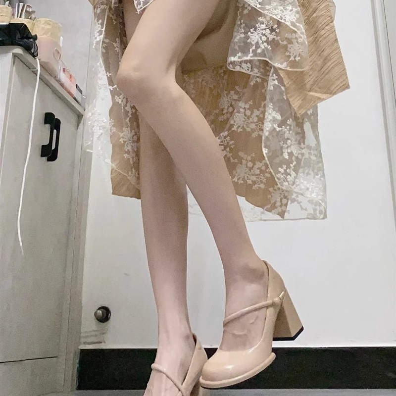 极速2023新款配裙子r的玛丽珍鞋女法式复古一字扣带仙女风高跟鞋