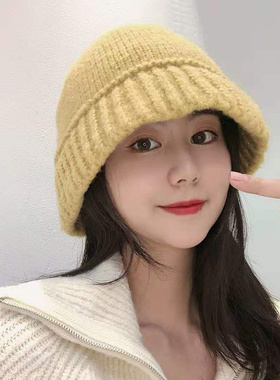 极速Fashion Winter Hat For Women DKnitting Wool Bucket Warm
