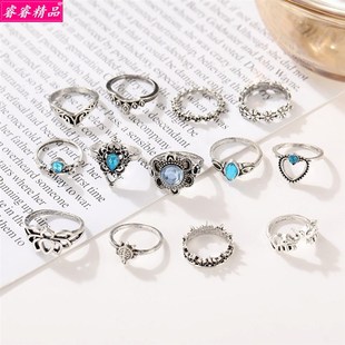 Ring hollow chain 极速13pcs KSnuckle Joint flower ring Retro