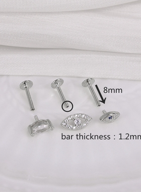 极速2023 1PC Multi Size White Zircon Blue Eye REarring For W