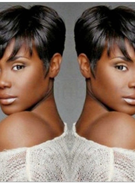 极速Shorct Black Pixie Cuts Hair Synthetic Short Hair Wig黑