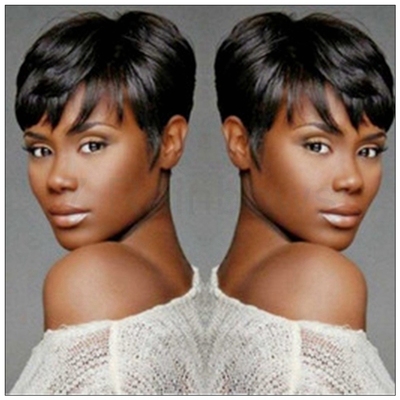 极速Shorct Black Pixie Cuts Hair Synthetic Short Hair Wig黑