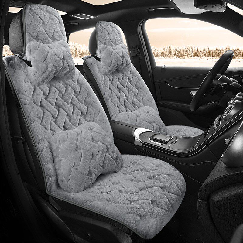 新品汽车坐垫冬季毛绒三件套加绒车垫子单片女神R网红座垫单个屁