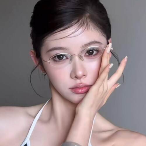 品牌韩版覆古小框椭圆半框小脸素颜防蓝光可配度数近视眼镜清冷高